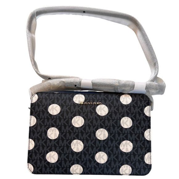 Michael Kors Jet Set Item Crossbody Bag Navy Polka Dot Large NWT - Picture 7 of 15